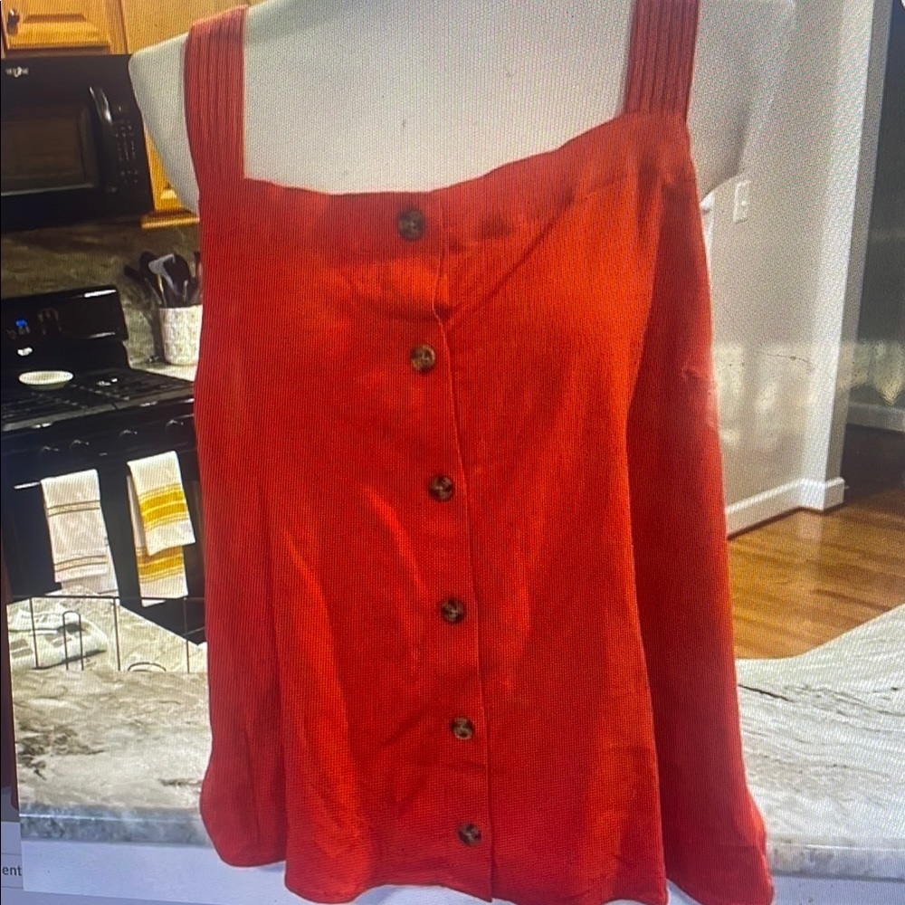 Women's Red Button-Down Top